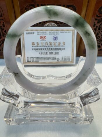 Certified Real Jade Bangle (Jadeite) #4001407 size 56mm - Image 7