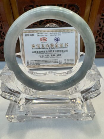 Certified Real Jade Bangle (Jadeite) #4001504 size 56mm - Image 6