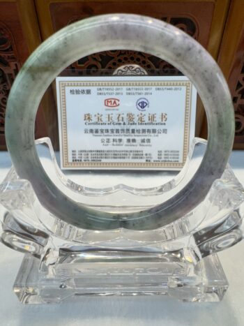 Certified Real Jade Bangle (Jadeite) #5002905 size 56mm - Image 4