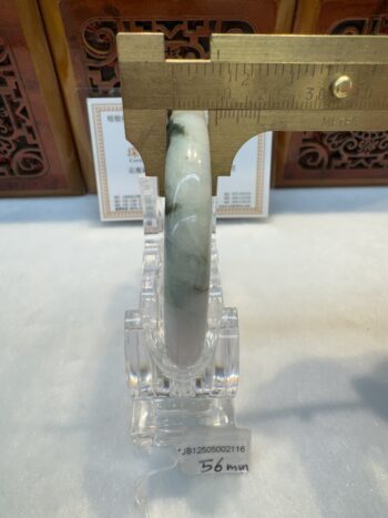Certified Real Jade Bangle (Jadeite) #5002116 size 56mm - Image 5
