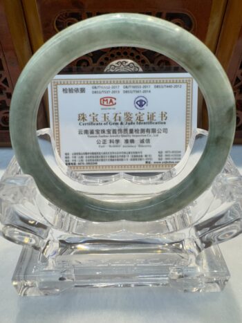 Certified Real Jade Bangle (Jadeite) #500210 size 56mm - Image 4