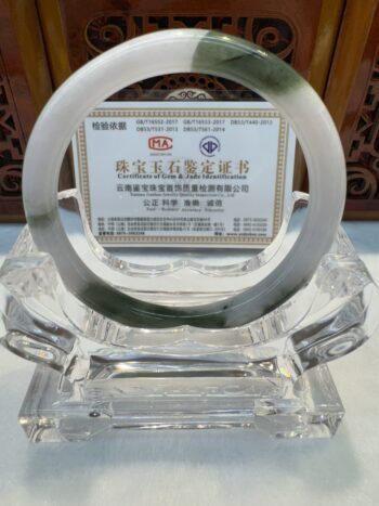 Certified Real Jade Bangle (Jadeite) #4000450 size 56mm - Image 6