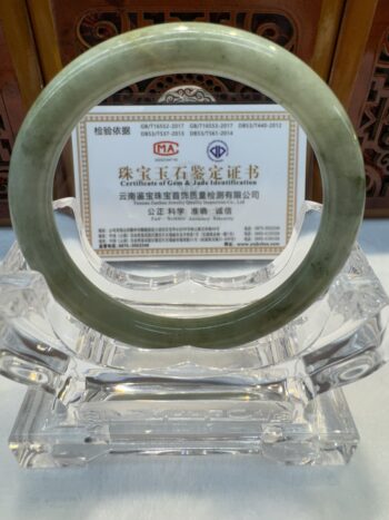 Certified Real Jade Bangle (Jadeite) #40001374 size 56mm - Image 4
