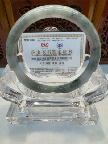 Certified Real Jade Bangle (Jadeite) #4000346 size 57mm - Image 5