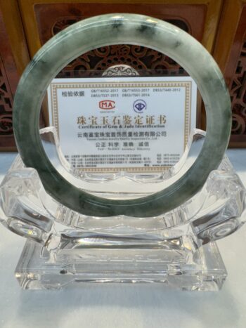 Certified Real Jade Bangle (Jadeite) #4001564 size 57mm - Image 6