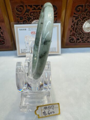 Certified Real Jade Bangle (Jadeite) #4001564 size 57mm - Image 5