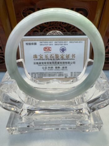 Certified Real Jade Bangle (Jadeite) #4000321 size 57mm - Image 3