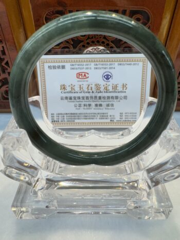 Certified Real Jade Bangle (Jadeite) #4000397 size 57mm - Image 5