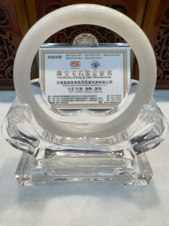 Certified Real Jade Bangle (Jadeite) #2004644 size 57mm - Image 3