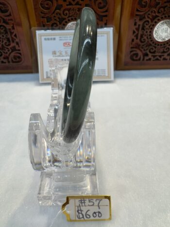 Certified Real Jade Bangle (Jadeite) #4000438 size 57mm - Image 6