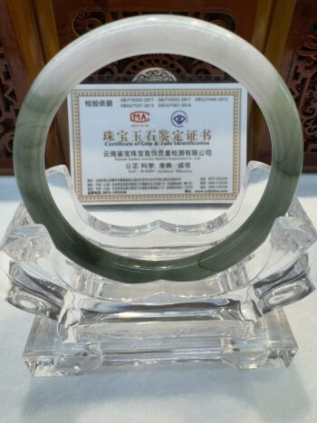 Certified Real Jade Bangle (Jadeite) #4000699 size 58mm - Image 5