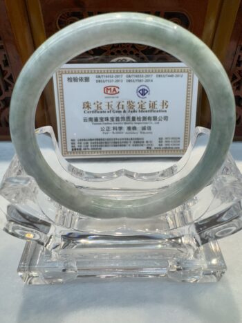 Certified Real Jade Bangle (Jadeite) #4000411 size 58mm - Image 5