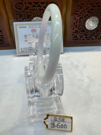 Certified Real Jade Bangle (Jadeite) #4000398 size 58mm - Image 6