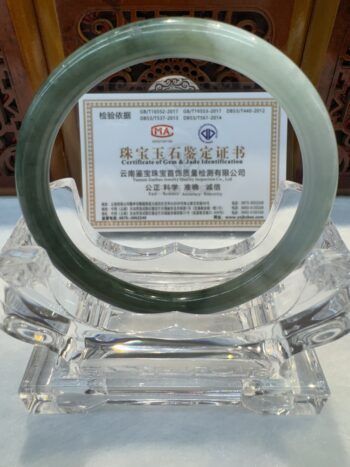 Certified Real Jade Bangle (Jadeite) #4000657 size 58mm - Image 5