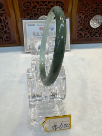 Certified Real Jade Bangle (Jadeite) #4000657 size 58mm - Image 6