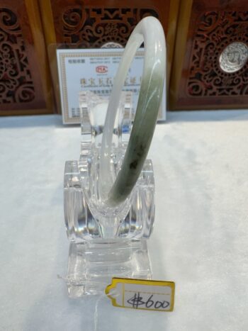 Certified Real Jade Bangle (Jadeite) #4000354 size 58mm - Image 7