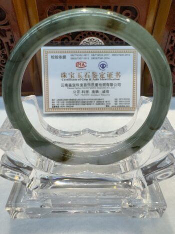 Certified Real Jade Bangle (Jadeite) #4000493 size 58mm - Image 7