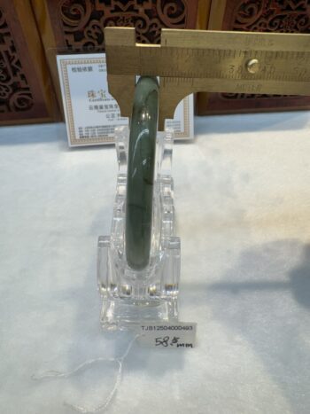 Certified Real Jade Bangle (Jadeite) #4000493 size 58mm - Image 5