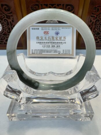 Certified Real Jade Bangle (Jadeite) #4000451 size 58mm - Image 5