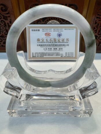 Certified Real Jade Bangle (Jadeite) #4000591 size 58mm - Image 4