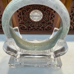 Translucent jade bangle viewed from back