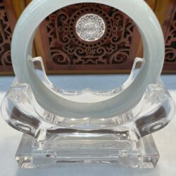 Front facing translucent white jade bracelet