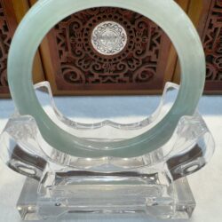 Pale celadon jade hoop with subtle veining