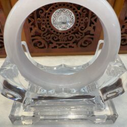 Circular white jade bracelet front view