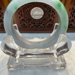 Translucent pale jade bangle with green spot