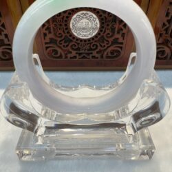Front view jade bangle with green patch