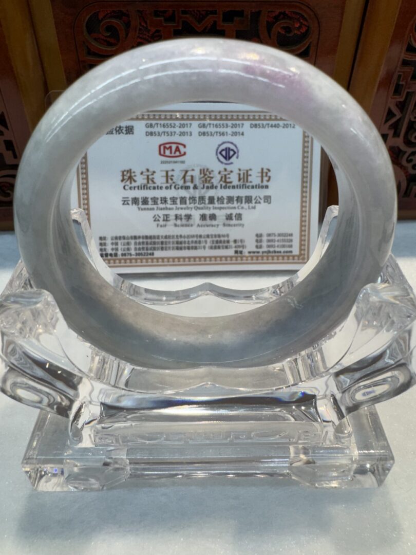 Certified Real Jade Bangle (Jadeite) #4003349 size 53mm - Image 5