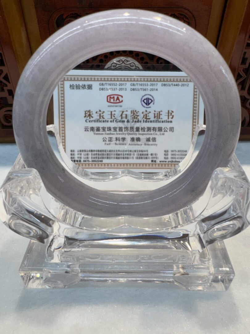 Certified Real Jade Bangle (Jadeite) #4003321 size 53mm - Image 5