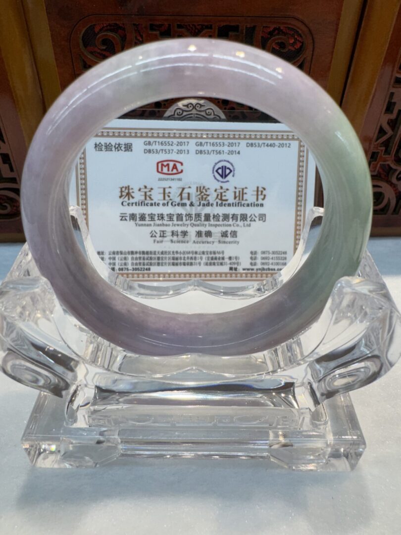 Certified Real Jade Bangle (Jadeite) #4003312 size 53mm - Image 5
