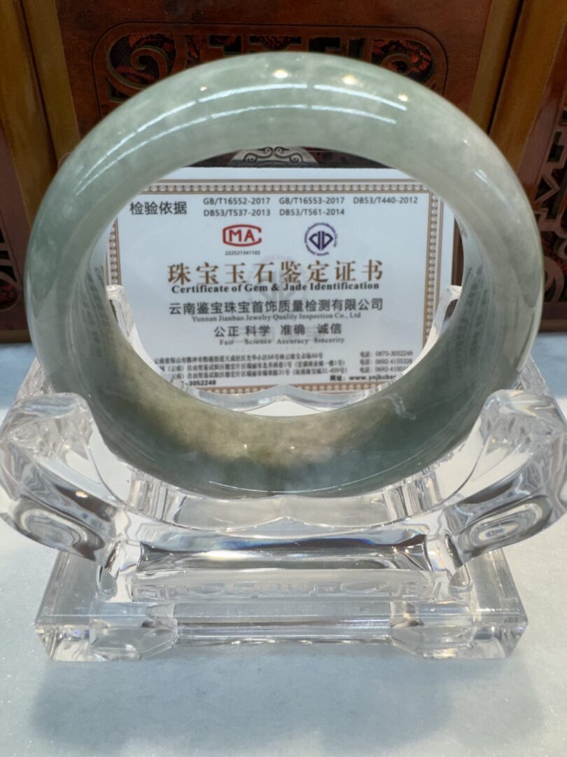 Certified Real Jade Bangle (Jadeite) #4003331 size 53mm - Image 5