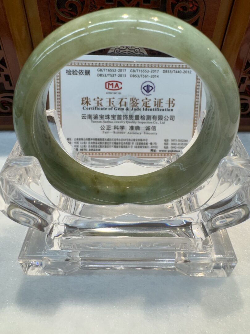 Certified Real Jade Bangle (Jadeite) #4003207 size 53mm - Image 5