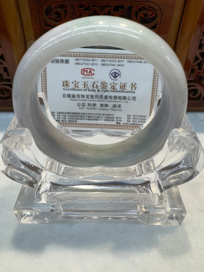 Certified Real Jade Bangle (Jadeite) #4003184 size 53mm - Image 5