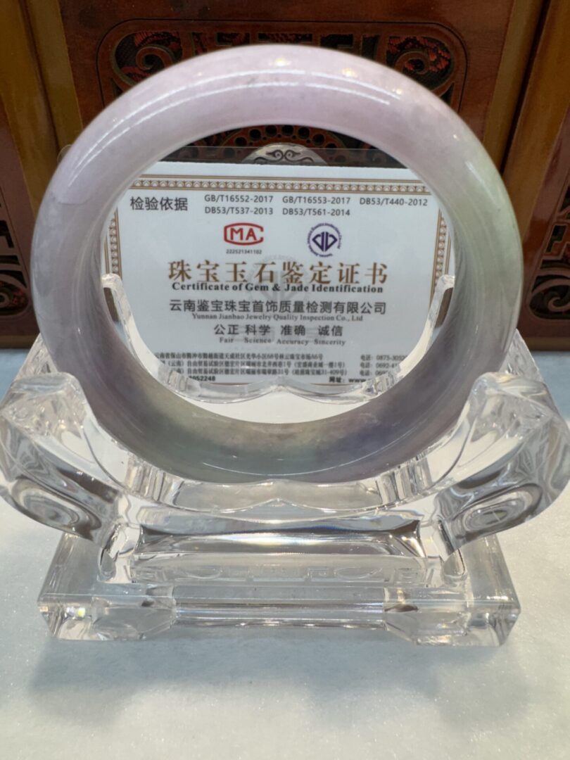 Certified Real Jade Bangle (Jadeite) #4003302 size 53mm - Image 5
