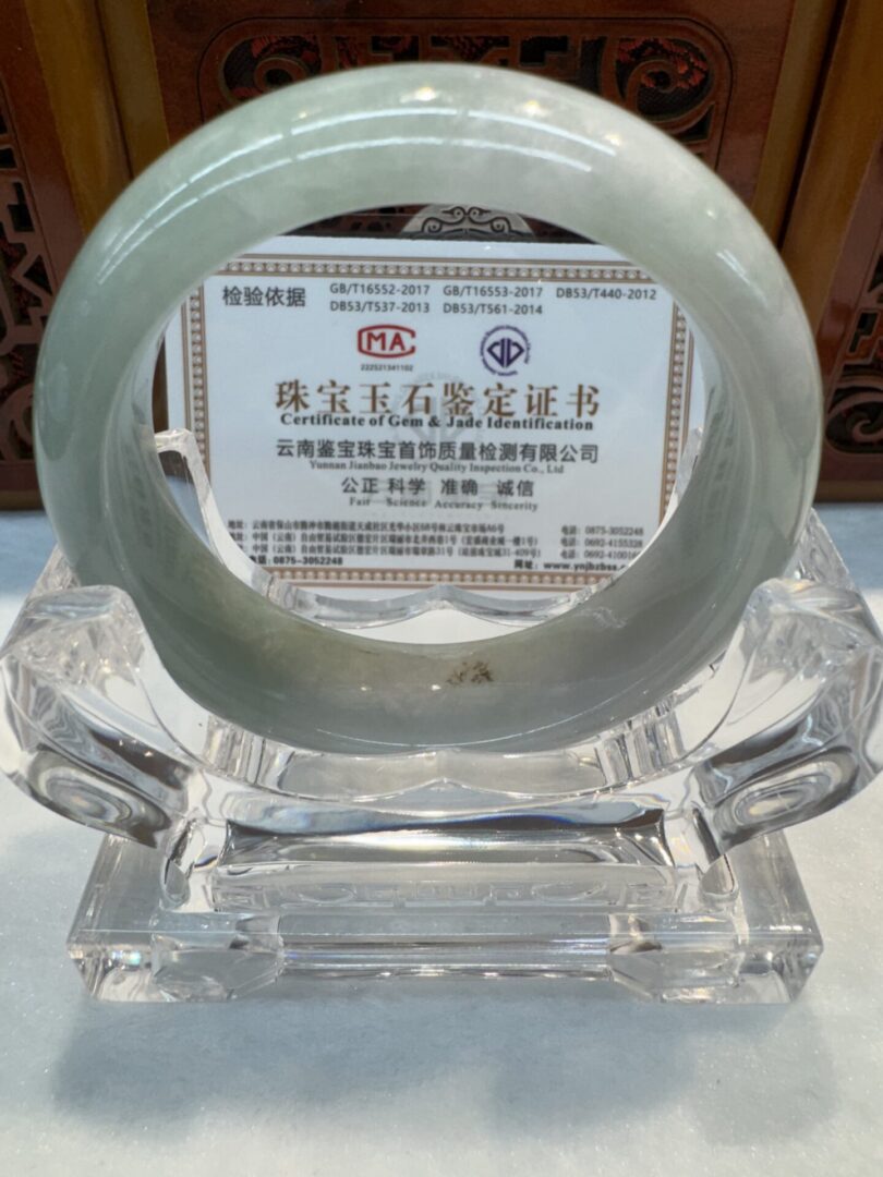 Certified Real Jade Bangle (Jadeite) #4003296 size 53mm - Image 5