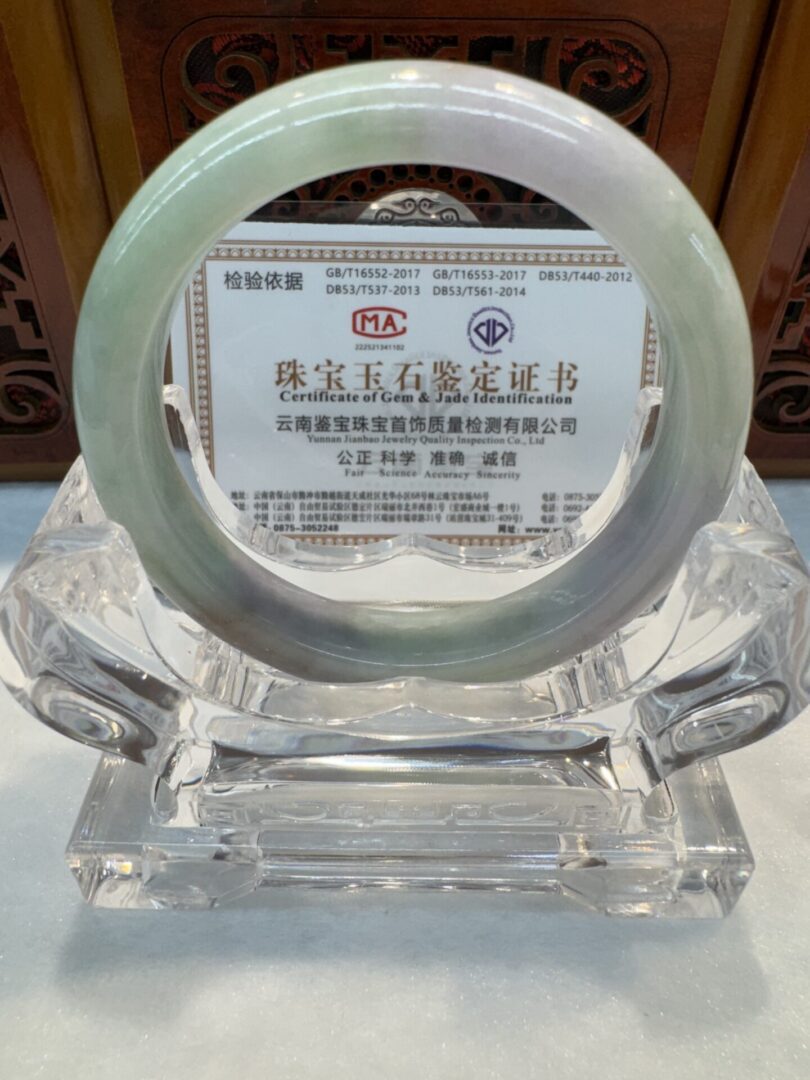 Certified Real Jade Bangle (Jadeite) #4003324 size 53mm - Image 5