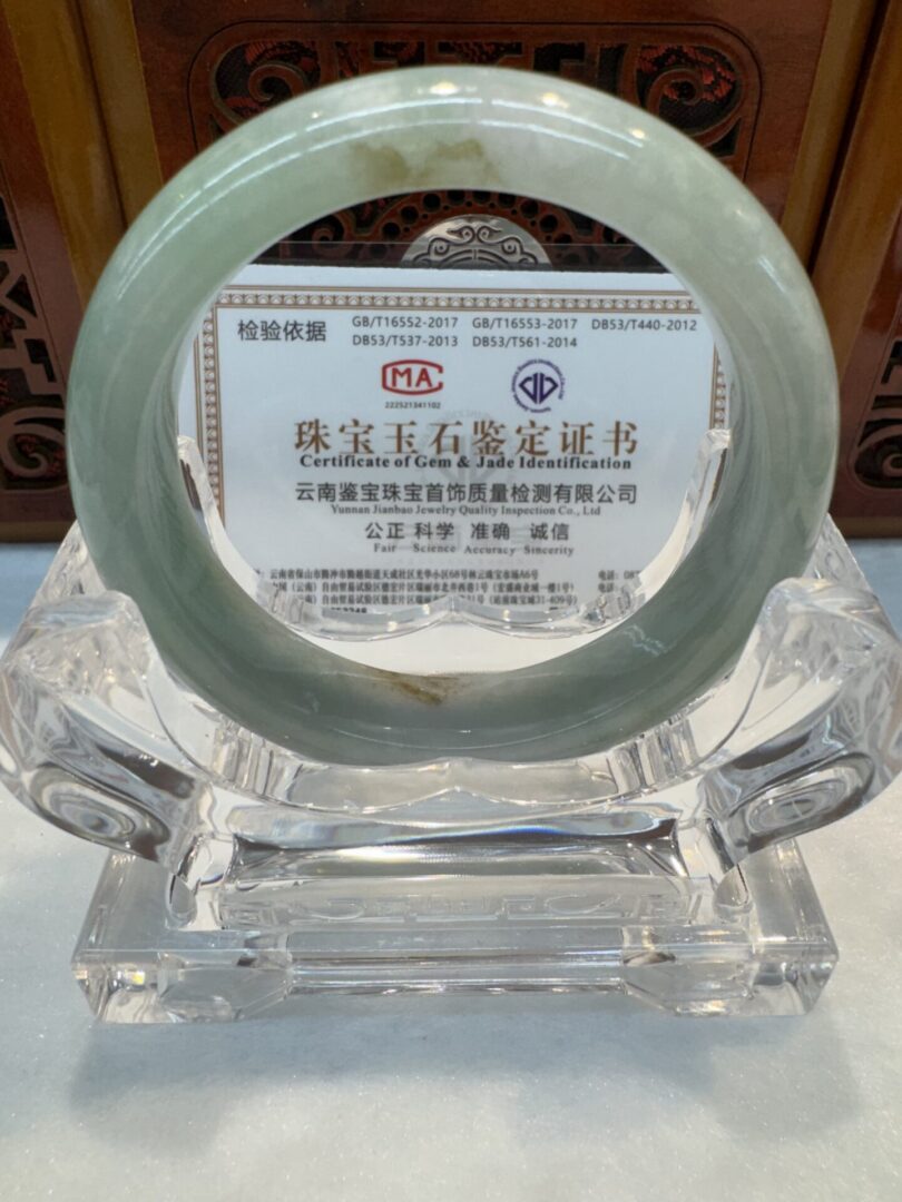 Certified Real Jade Bangle (Jadeite) #4003306 size 53mm - Image 5