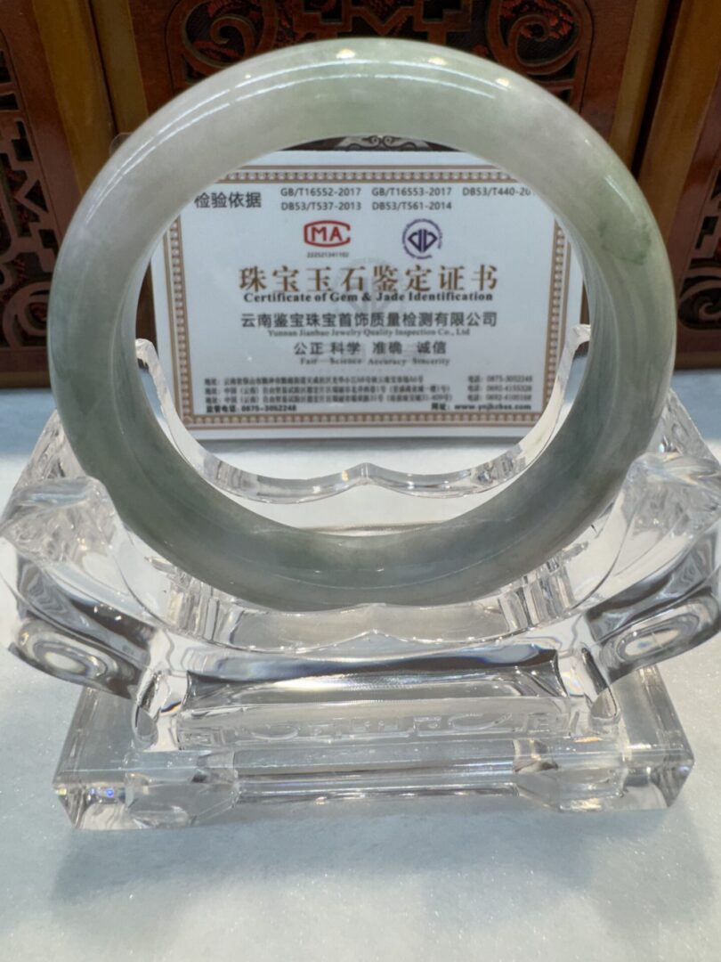 Certified Real Jade Bangle (Jadeite) #4003341 size 53mm - Image 5