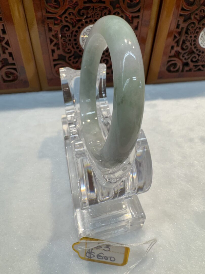 Certified Real Jade Bangle (Jadeite) #4003341 size 53mm - Image 6