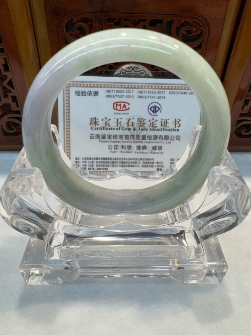 Certified Real Jade Bangle (Jadeite) #4003340 size 53mm - Image 5