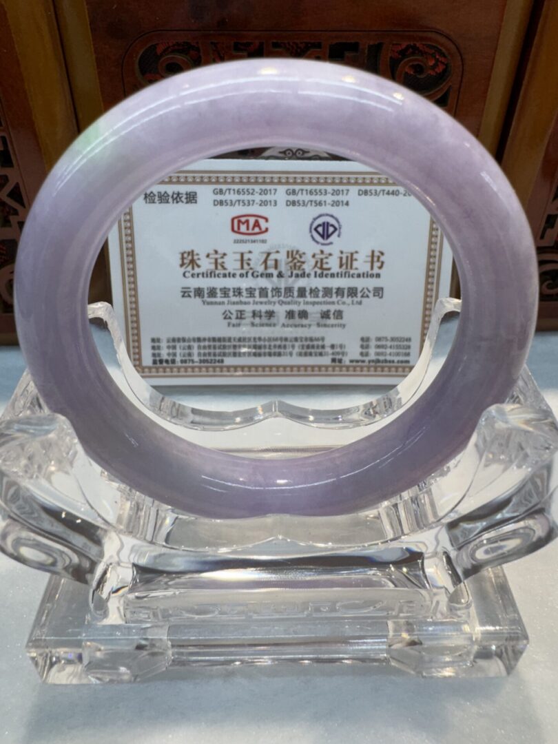 Certified Real Jade Bangle (Jadeite) #4003315 size 53mm - Image 5