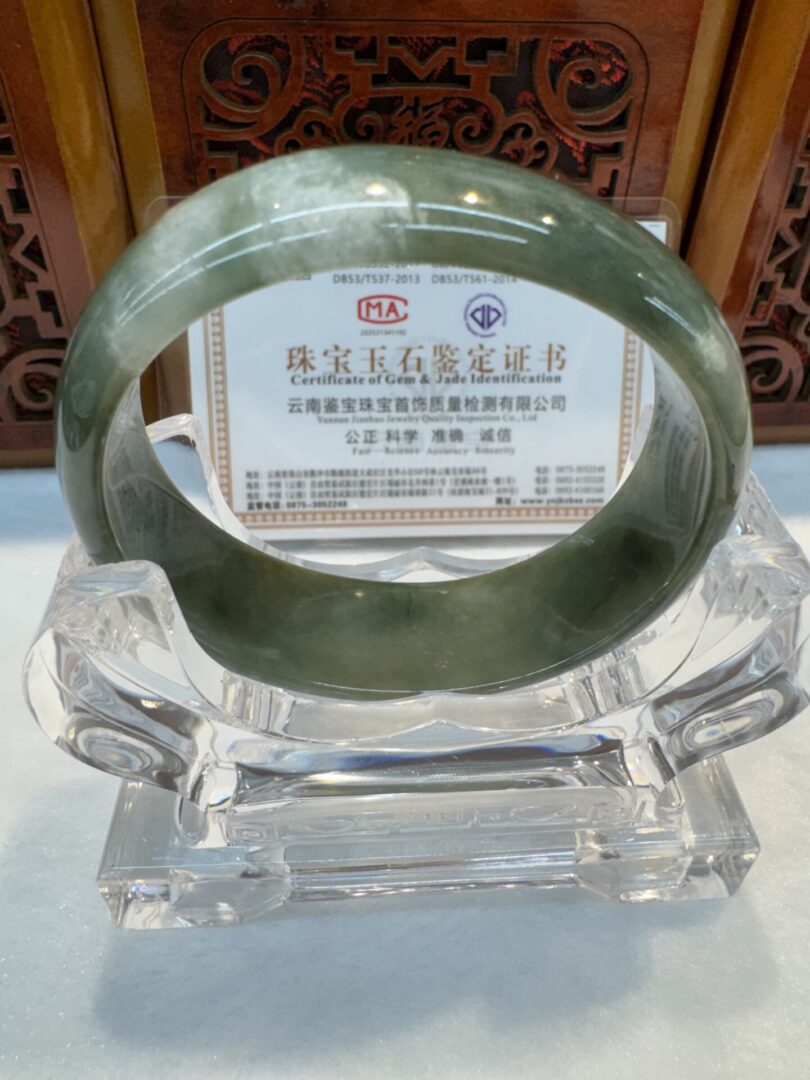 Certified Real Jade Bangle #4003241, Size: 54mm - Image 5