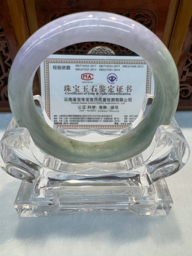 Certified Real Jade Bangle (Jadeite) #4003748 size 56mm - Image 5