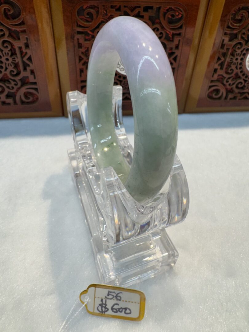 Certified Real Jade Bangle (Jadeite) #4003748 size 56mm - Image 6