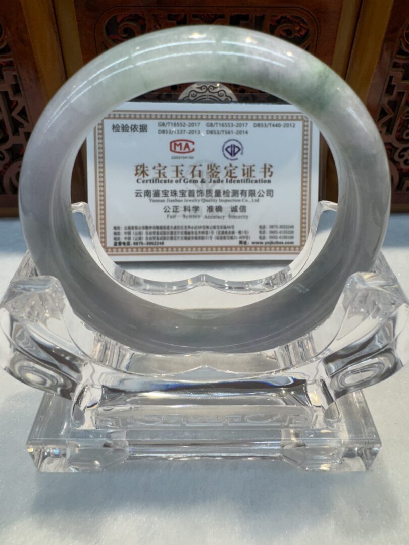 Certified Real Jade Bangle (Jadeite) #4003049 size 56mm - Image 5