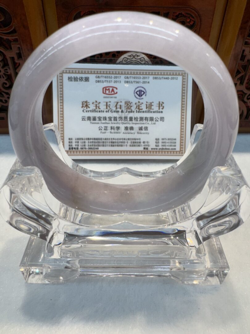 Certified Real Jade Bangle (Jadeite) #4003876 size 56mm - Image 5