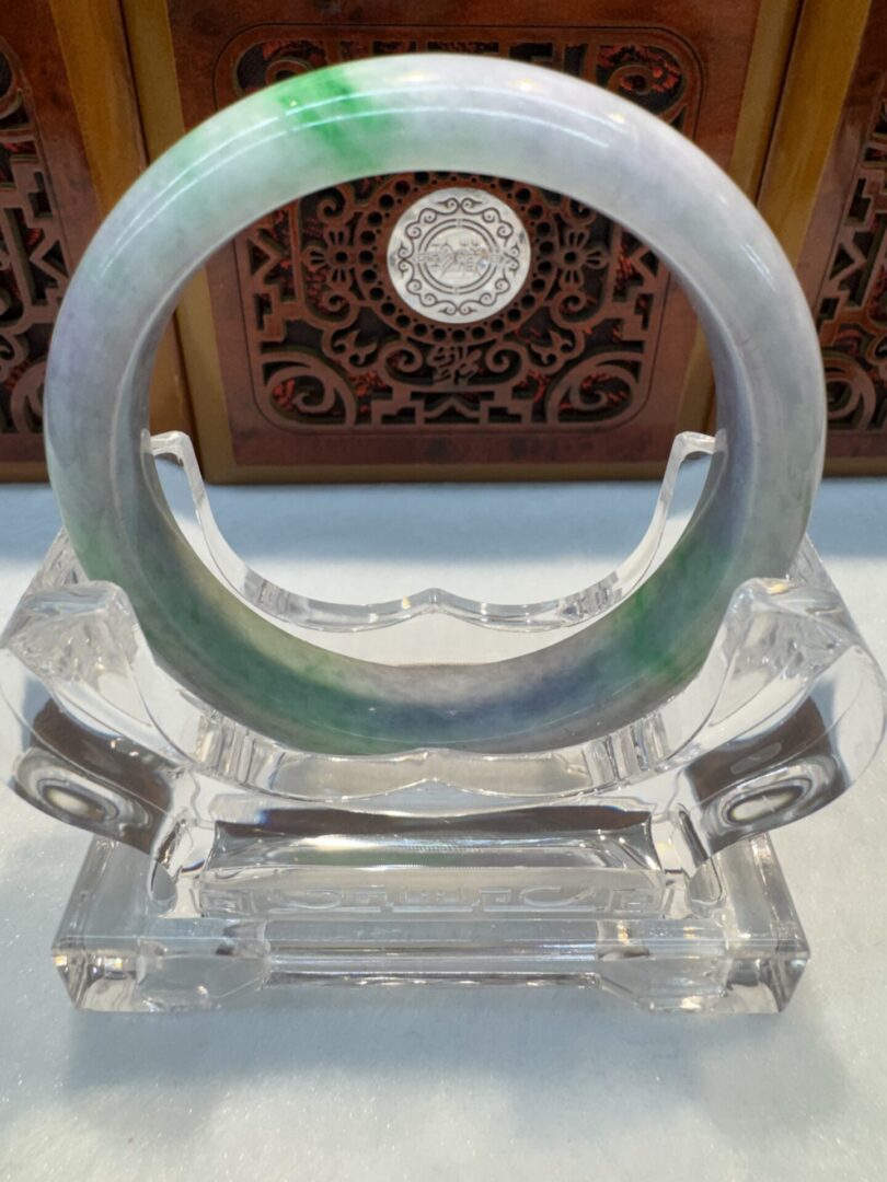 Certified Real Jade Bangle (Jadeite) #4003077 size 56mm - Image 4